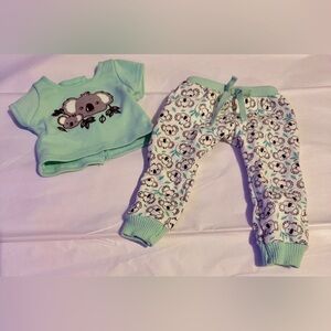 American Girl Mint Green Koala Top and Printed Pants